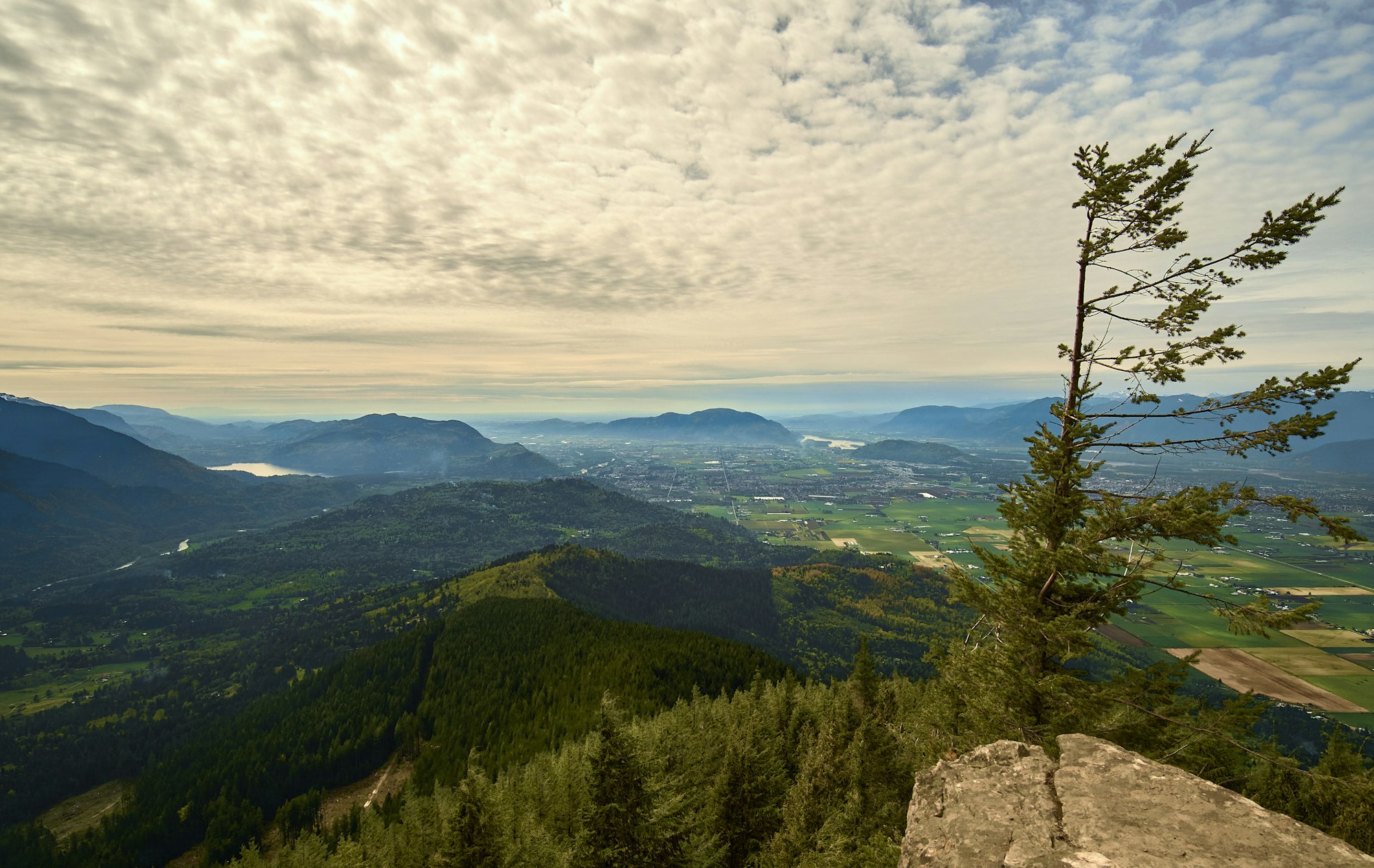 Aerial view of the Fraser Valley in British Columbia with mountains in the distance, representing the regional real estate market