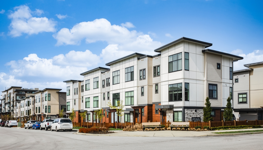 Modern strata condo buildings in British Columbia